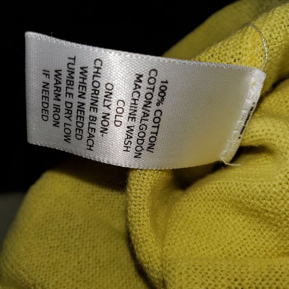 Ann Taylor LOFT chartreuse Cotton Raw Seam sweater S - Picture 5 of 5